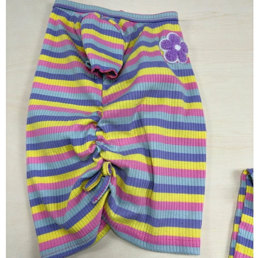 Cozy Pixies Toddler Girls Ribbed Stripe 2pc Set Top Flare Pants Purple 2-3Y